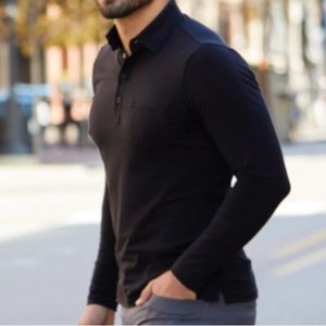 State and Liberty long sleeve black polo